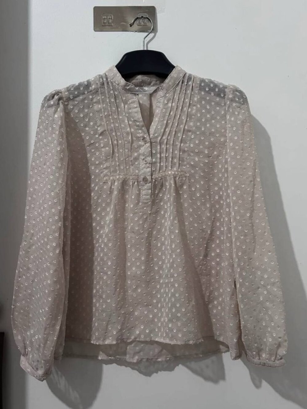 Beige Textured Blouse - Picture 1 of 3